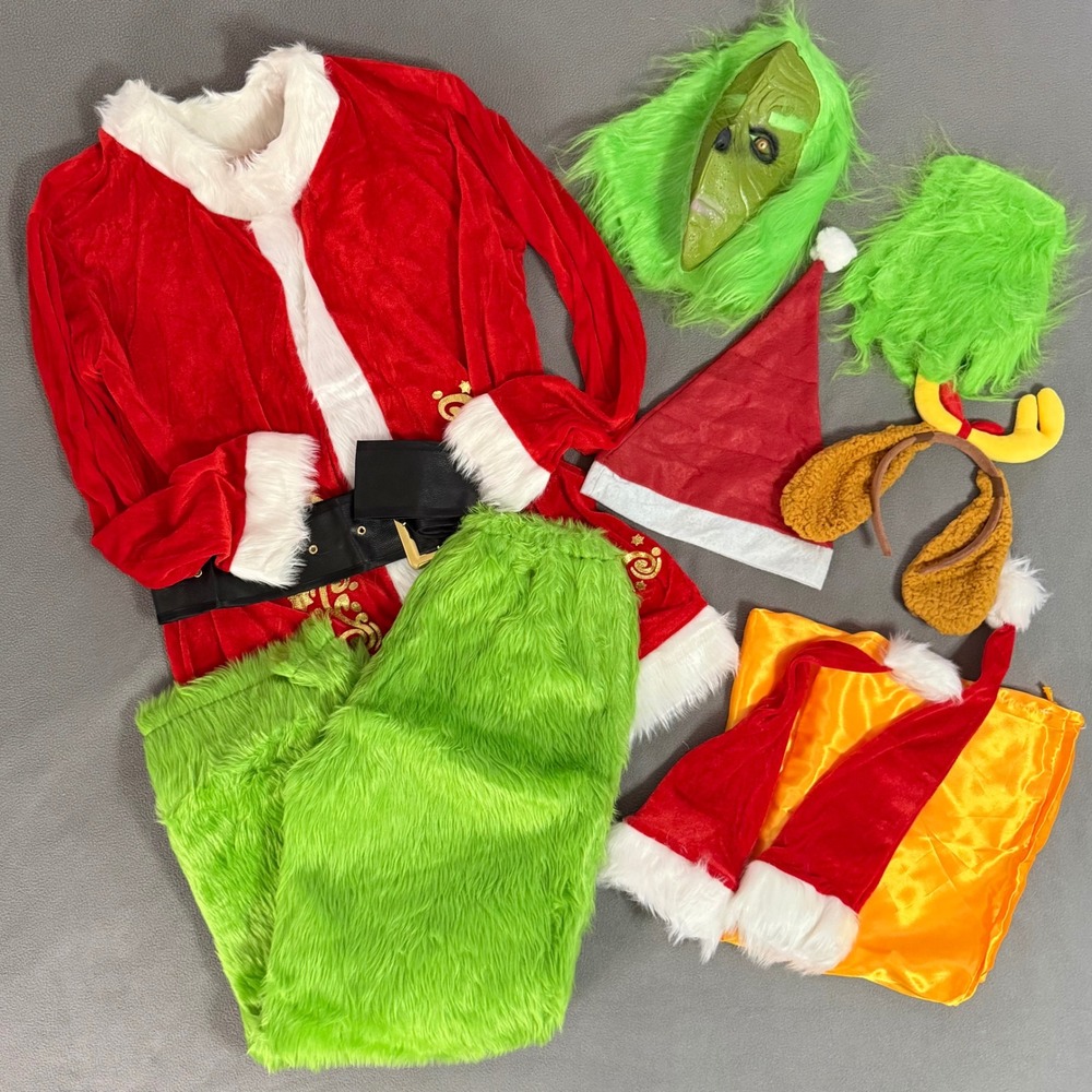Unbranded Grinch Santa Costume Adult Large Red Green NWOT Holiday Christmas